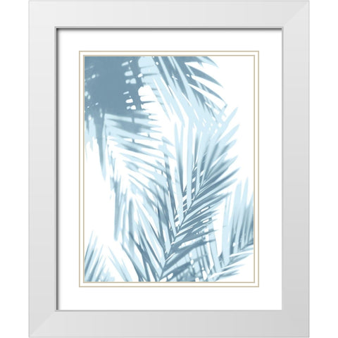 Palm Shadows Aqua II White Modern Wood Framed Art Print with Double Matting by Miller, Melonie