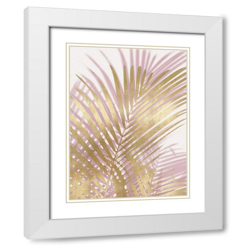 Palm Shadows Blush Gold I White Modern Wood Framed Art Print with Double Matting by Miller, Melonie