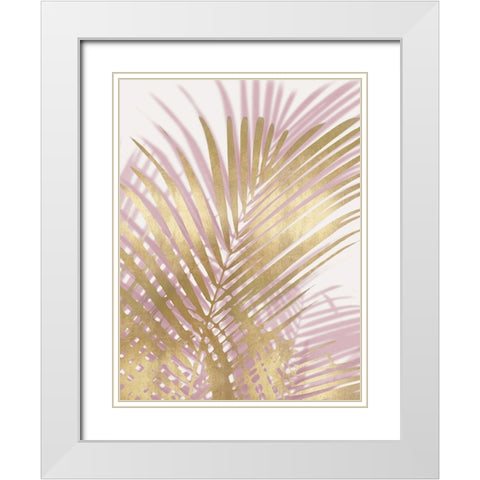 Palm Shadows Blush Gold I White Modern Wood Framed Art Print with Double Matting by Miller, Melonie