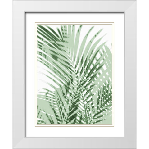 Palm Shadows Green III White Modern Wood Framed Art Print with Double Matting by Miller, Melonie