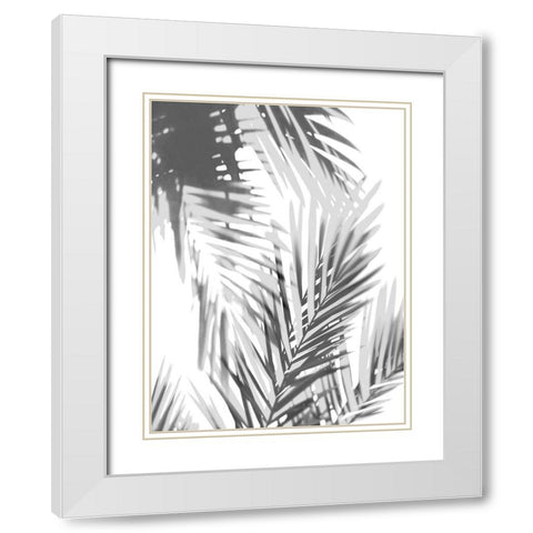 Palm Shadows II White Modern Wood Framed Art Print with Double Matting by Miller, Melonie