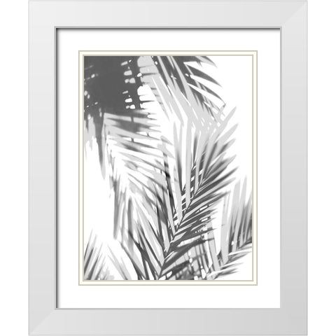Palm Shadows II White Modern Wood Framed Art Print with Double Matting by Miller, Melonie