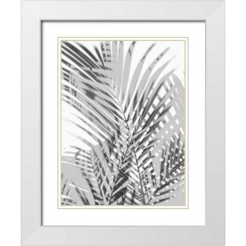 Palm Shadows III White Modern Wood Framed Art Print with Double Matting by Miller, Melonie
