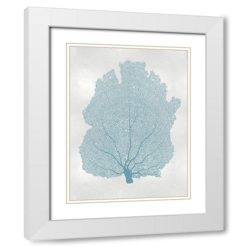 Sea Fan Aqua I White Modern Wood Framed Art Print with Double Matting by Miller, Melonie