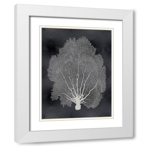 Sea Fan on Black II White Modern Wood Framed Art Print with Double Matting by Miller, Melonie