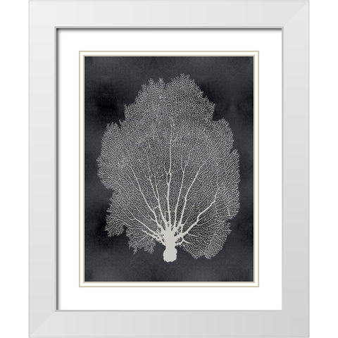 Sea Fan on Black II White Modern Wood Framed Art Print with Double Matting by Miller, Melonie