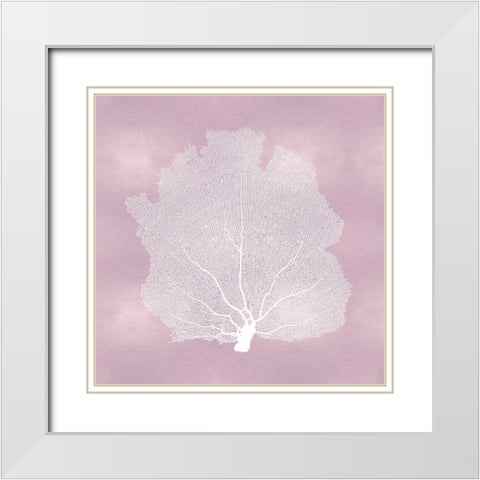 Sea Fan on Pink Blush I White Modern Wood Framed Art Print with Double Matting by Miller, Melonie