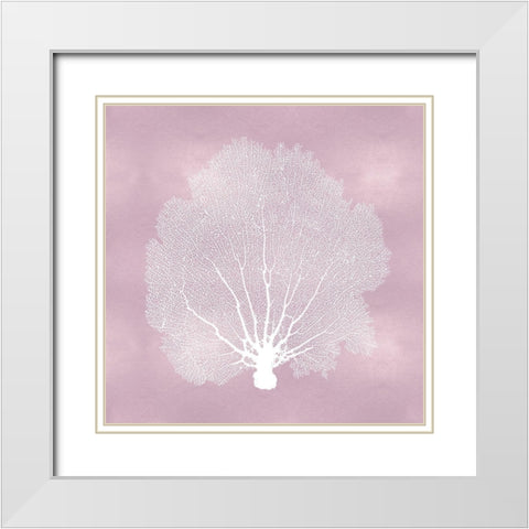 Sea Fan on Pink Blush II White Modern Wood Framed Art Print with Double Matting by Miller, Melonie