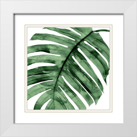 Tropical Green Palm II White Modern Wood Framed Art Print with Double Matting by Miller, Melonie