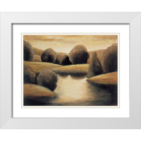 Reflective Vista I White Modern Wood Framed Art Print with Double Matting by Montero, Mario