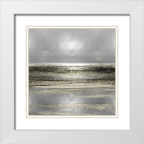 Silver Seascape I White Modern Wood Framed Art Print with Double Matting by Matthews, Michelle