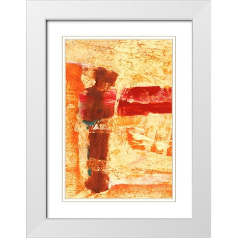 Orange Commotion White Modern Wood Framed Art Print with Double Matting by Oppenheimer, Michelle