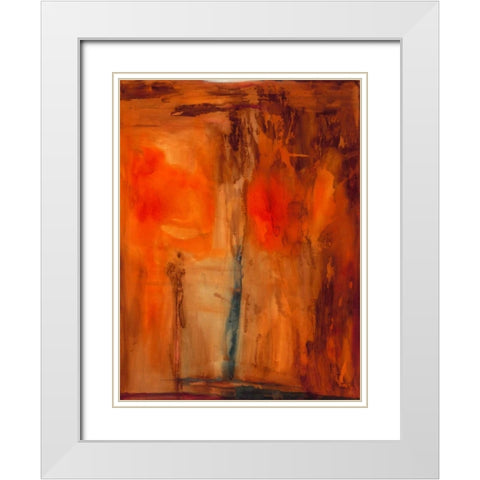 Orange Glow White Modern Wood Framed Art Print with Double Matting by Oppenheimer, Michelle