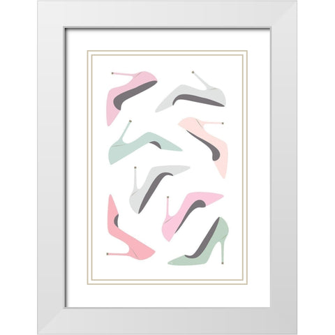 Pastel Heels White Modern Wood Framed Art Print with Double Matting by Pavlova, Martina