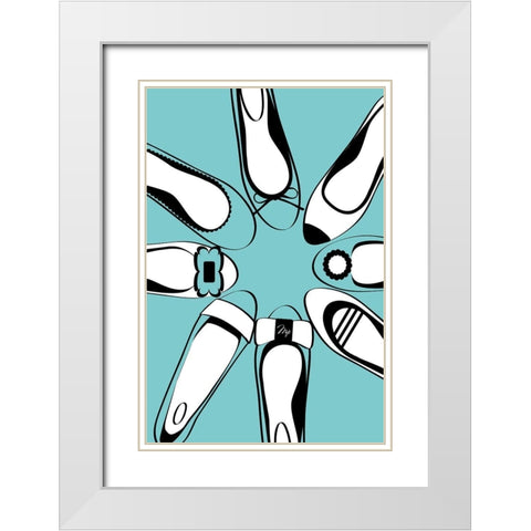 Blue Ballerinas White Modern Wood Framed Art Print with Double Matting by Pavlova, Martina