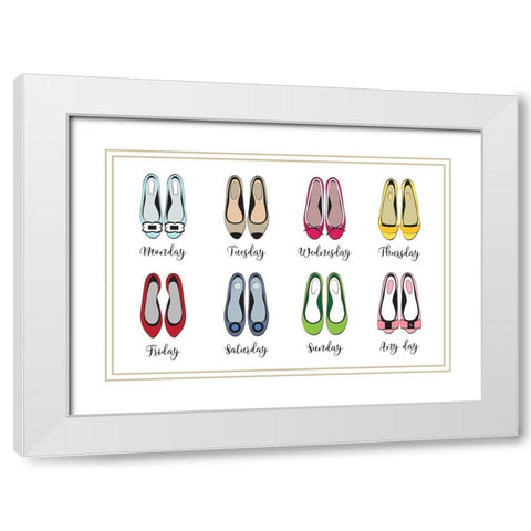 Shoe Week White Modern Wood Framed Art Print with Double Matting by Pavlova, Martina