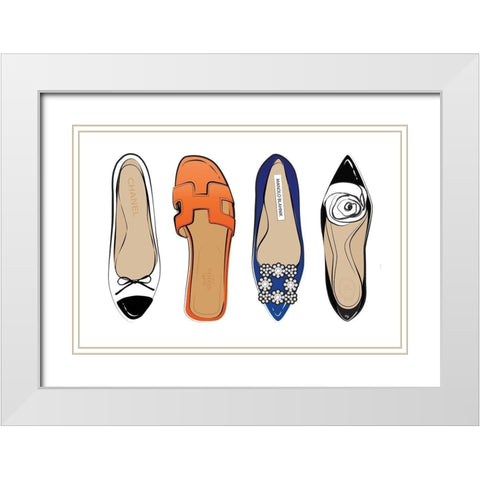 Designer Shoes White Modern Wood Framed Art Print with Double Matting by Pavlova, Martina
