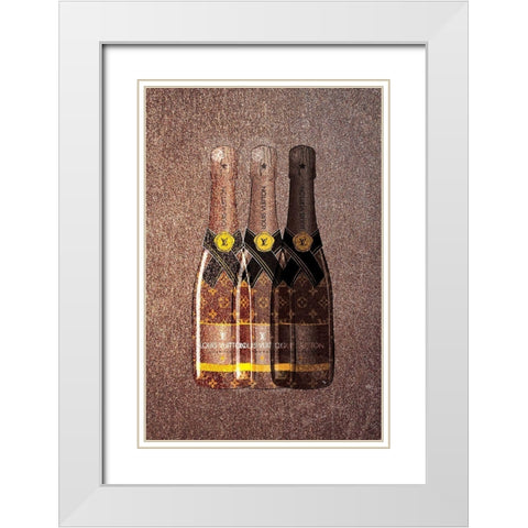 Champagne IX White Modern Wood Framed Art Print with Double Matting by Pavlova, Martina