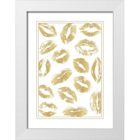 Golden Kisses White Modern Wood Framed Art Print with Double Matting by Pavlova, Martina