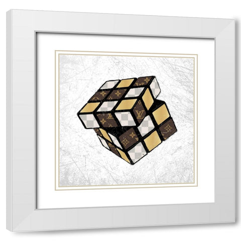 Cube White Modern Wood Framed Art Print with Double Matting by Pavlova, Martina