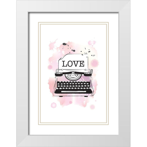 Love White Modern Wood Framed Art Print with Double Matting by Pavlova, Martina