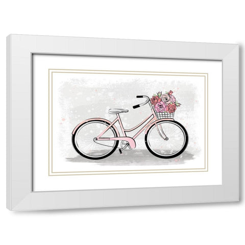 Pink Bike White Modern Wood Framed Art Print with Double Matting by Pavlova, Martina
