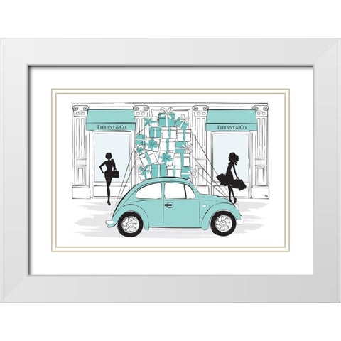 Shoping Car White Modern Wood Framed Art Print with Double Matting by Pavlova, Martina