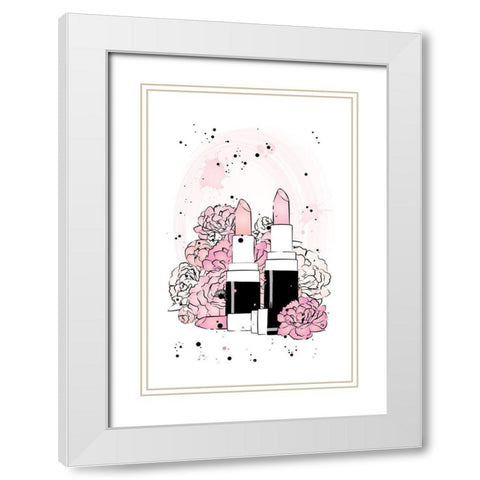 Peony Lipsticks White Modern Wood Framed Art Print with Double Matting by Pavlova, Martina