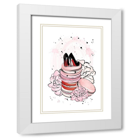 Peony Macarons White Modern Wood Framed Art Print with Double Matting by Pavlova, Martina