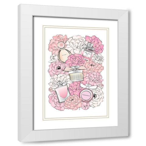 Peony Perfumes White Modern Wood Framed Art Print with Double Matting by Pavlova, Martina