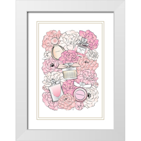 Peony Perfumes White Modern Wood Framed Art Print with Double Matting by Pavlova, Martina