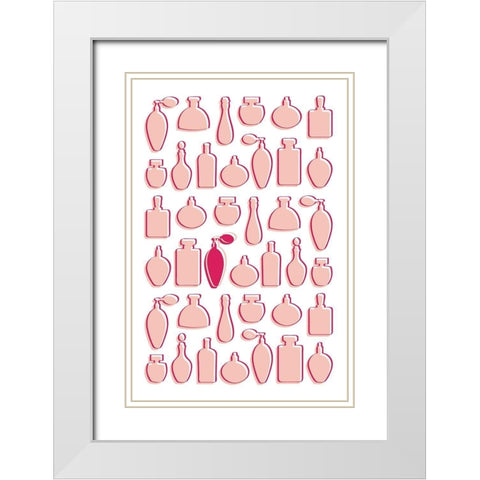 Perfumes Bottles White Modern Wood Framed Art Print with Double Matting by Pavlova, Martina