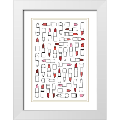 Simply Lipstick White Modern Wood Framed Art Print with Double Matting by Pavlova, Martina