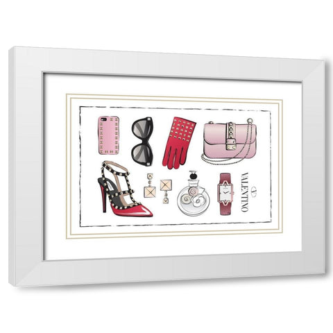 Accessories I White Modern Wood Framed Art Print with Double Matting by Pavlova, Martina