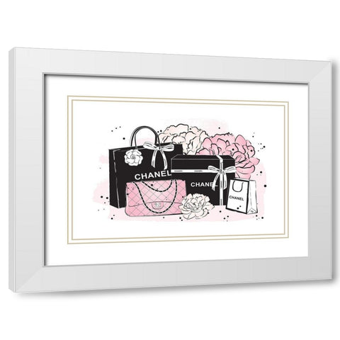 Black Bag Peonies II White Modern Wood Framed Art Print with Double Matting by Pavlova, Martina