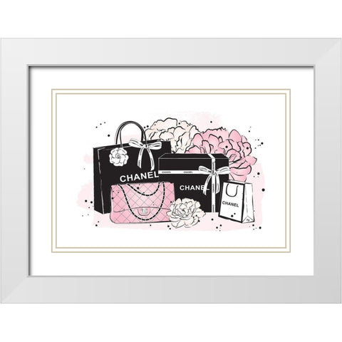 Black Bag Peonies II White Modern Wood Framed Art Print with Double Matting by Pavlova, Martina