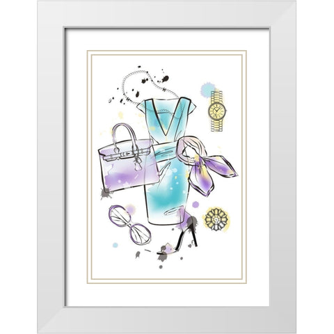 Fashion Flatlay White Modern Wood Framed Art Print with Double Matting by Pavlova, Martina
