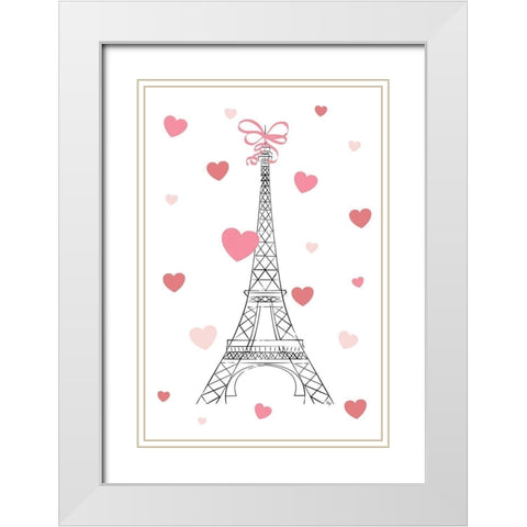 Love In Paris White Modern Wood Framed Art Print with Double Matting by Pavlova, Martina