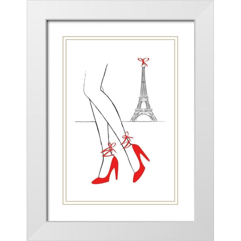 Walk In Paris White Modern Wood Framed Art Print with Double Matting by Pavlova, Martina