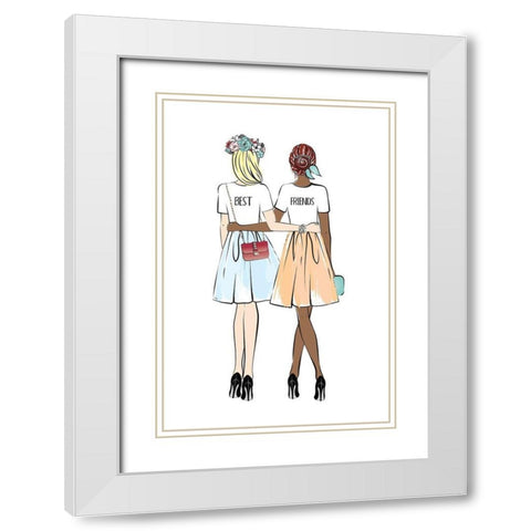 Girlfriends I White Modern Wood Framed Art Print with Double Matting by Pavlova, Martina