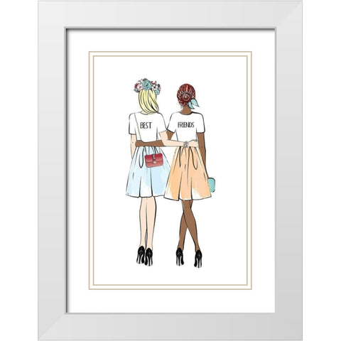 Girlfriends I White Modern Wood Framed Art Print with Double Matting by Pavlova, Martina