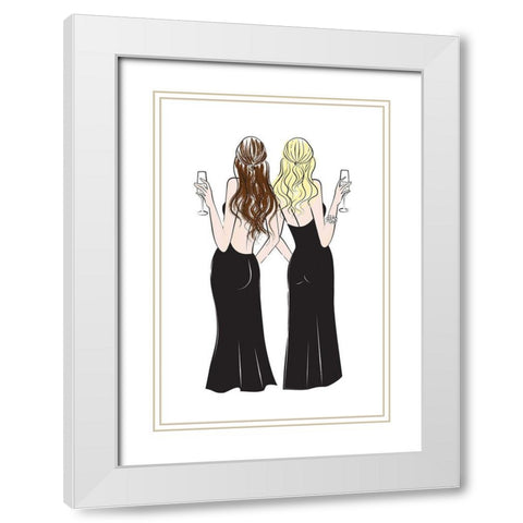 Cheers Girls I White Modern Wood Framed Art Print with Double Matting by Pavlova, Martina