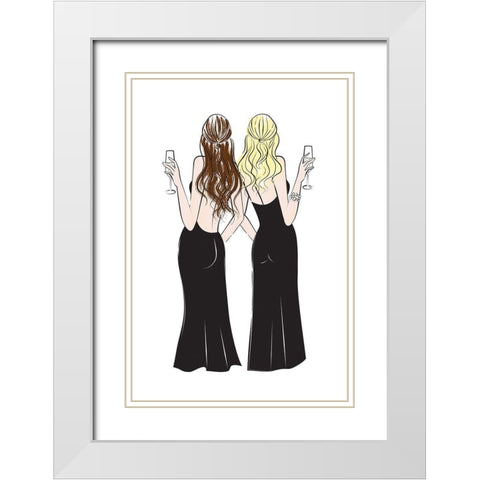 Cheers Girls I White Modern Wood Framed Art Print with Double Matting by Pavlova, Martina
