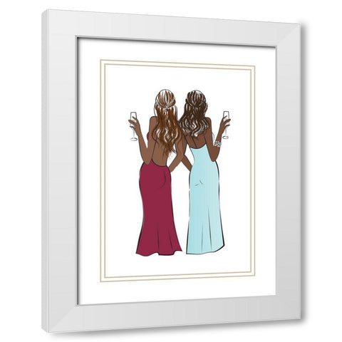 Cheers Girls II White Modern Wood Framed Art Print with Double Matting by Pavlova, Martina