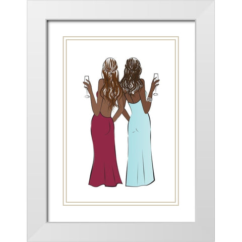 Cheers Girls II White Modern Wood Framed Art Print with Double Matting by Pavlova, Martina