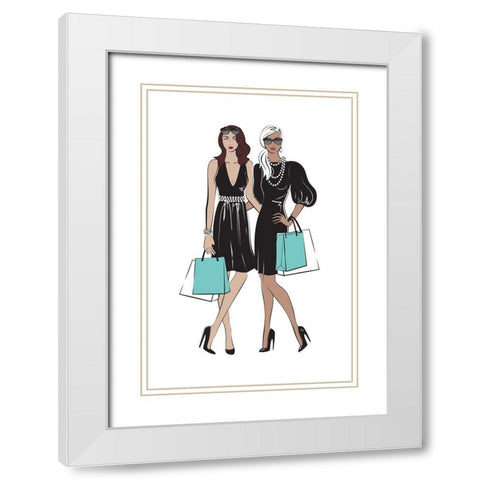 Shopping Friends I White Modern Wood Framed Art Print with Double Matting by Pavlova, Martina