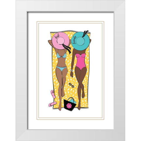 Summer Girls I White Modern Wood Framed Art Print with Double Matting by Pavlova, Martina