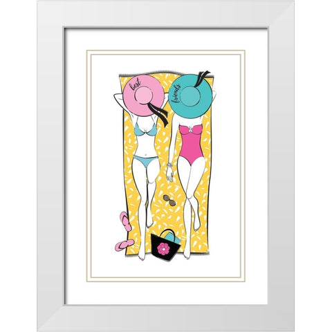 Summer Girls II White Modern Wood Framed Art Print with Double Matting by Pavlova, Martina