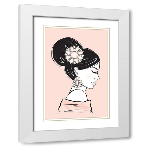 Geisha II White Modern Wood Framed Art Print with Double Matting by Pavlova, Martina