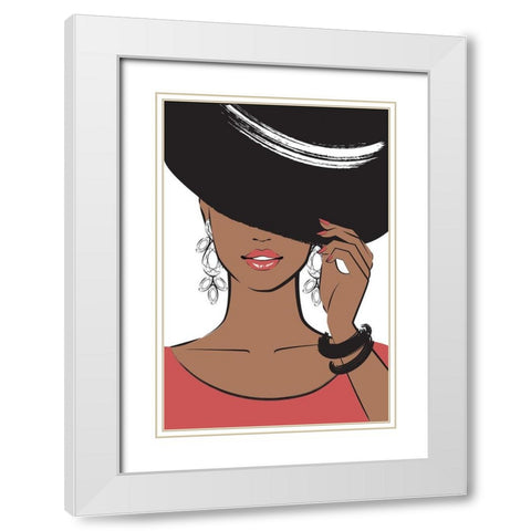 Hat Girl II White Modern Wood Framed Art Print with Double Matting by Pavlova, Martina